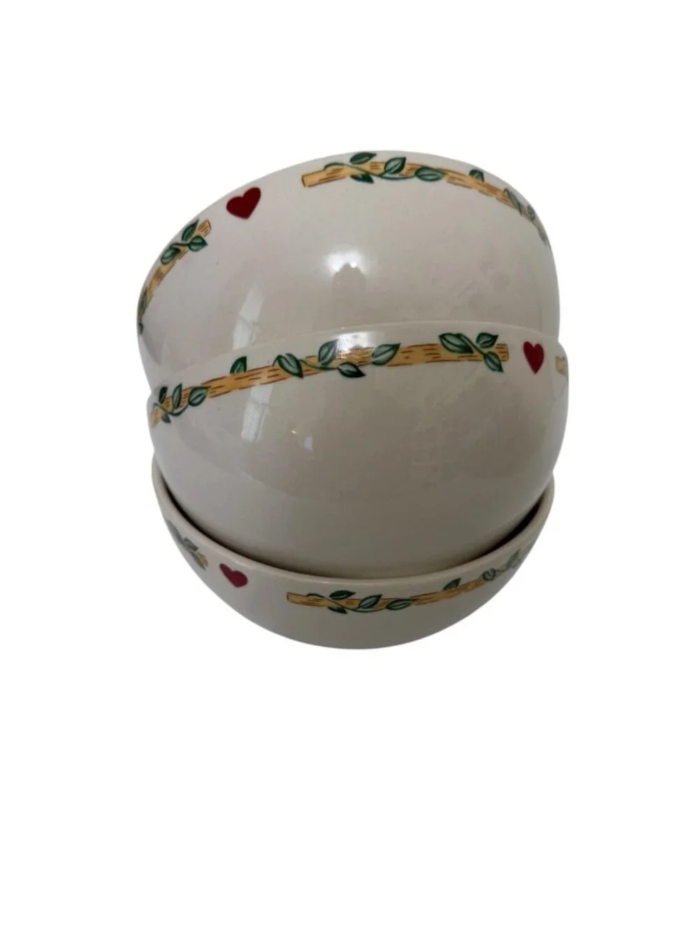 VTG 3  Thompson Pottery Bird House Cereal Soup Bowls 6 inch x 2.75 inch READ